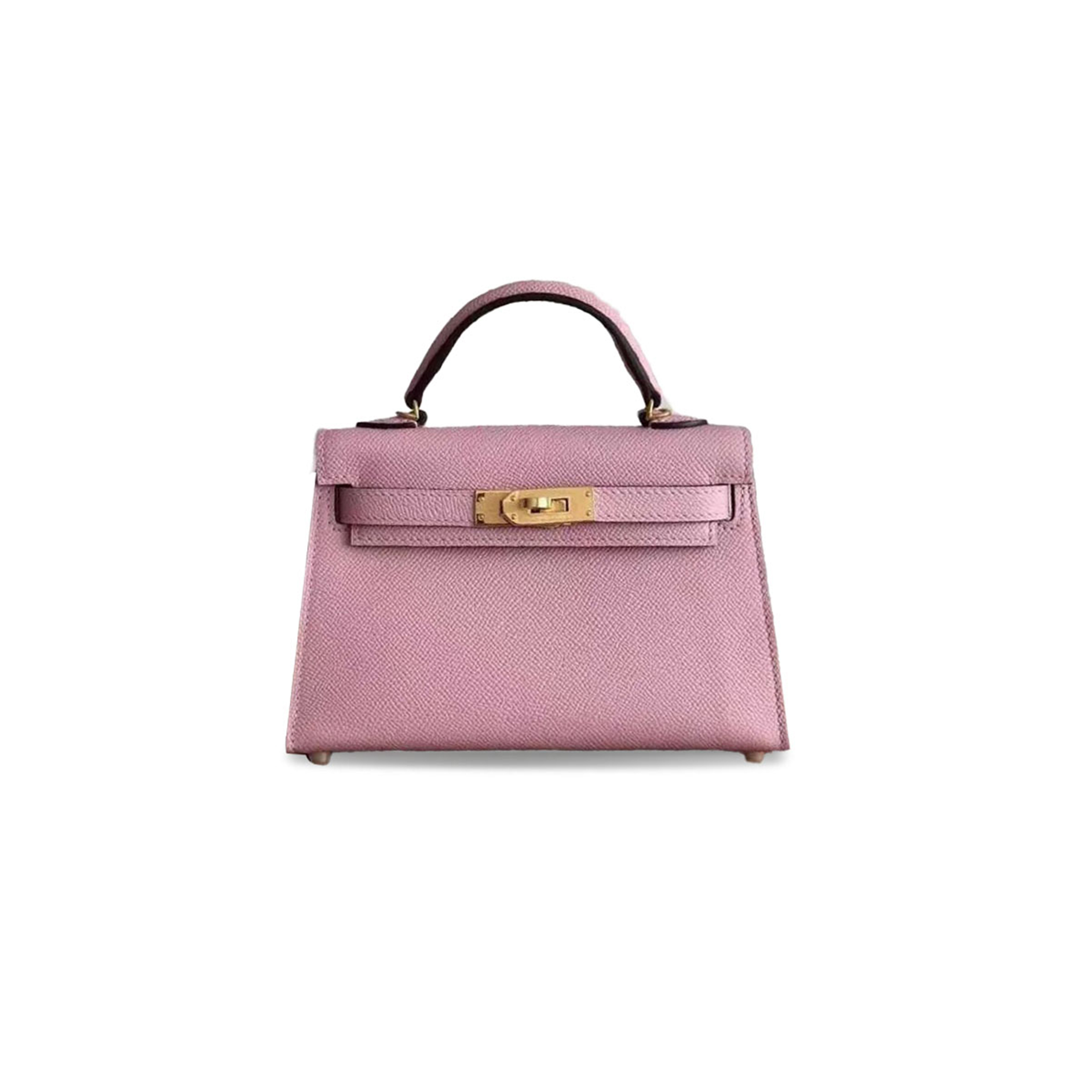 HERMÈS MINI KELLY II EPSOM MALLOW PURPLE GOLD BUCKLE (19*12*5.5cm)